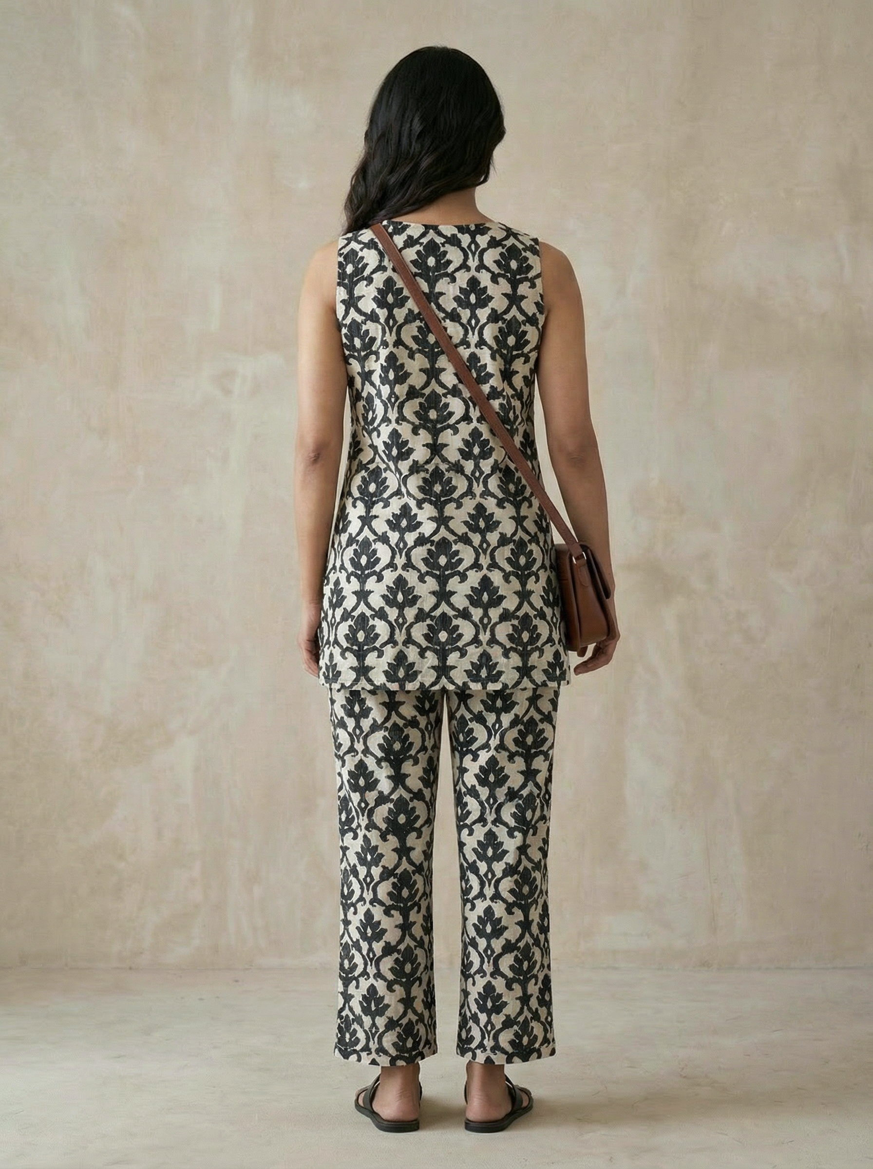 Women’s Black Mid-Length Sleeveless Top & Palazzo Co-Ord Set